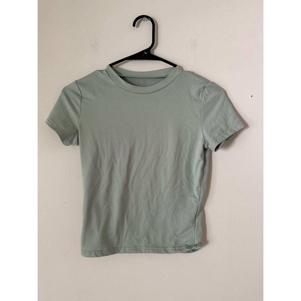 Mint Green Buttery Soft Short Sleeve Crew Neck Tee Shirt Small